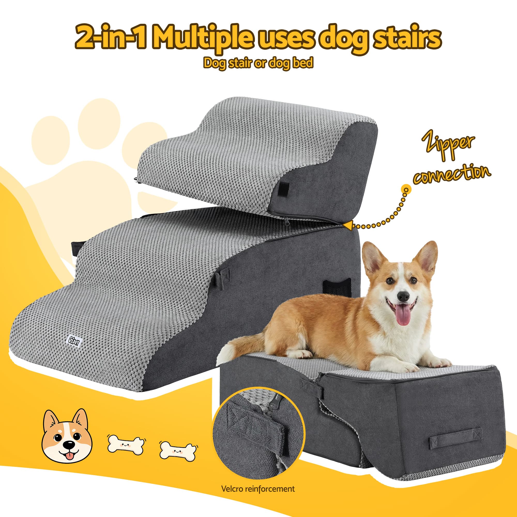2-in-1 Foam Stairs & Bed (i.Pet) view 4