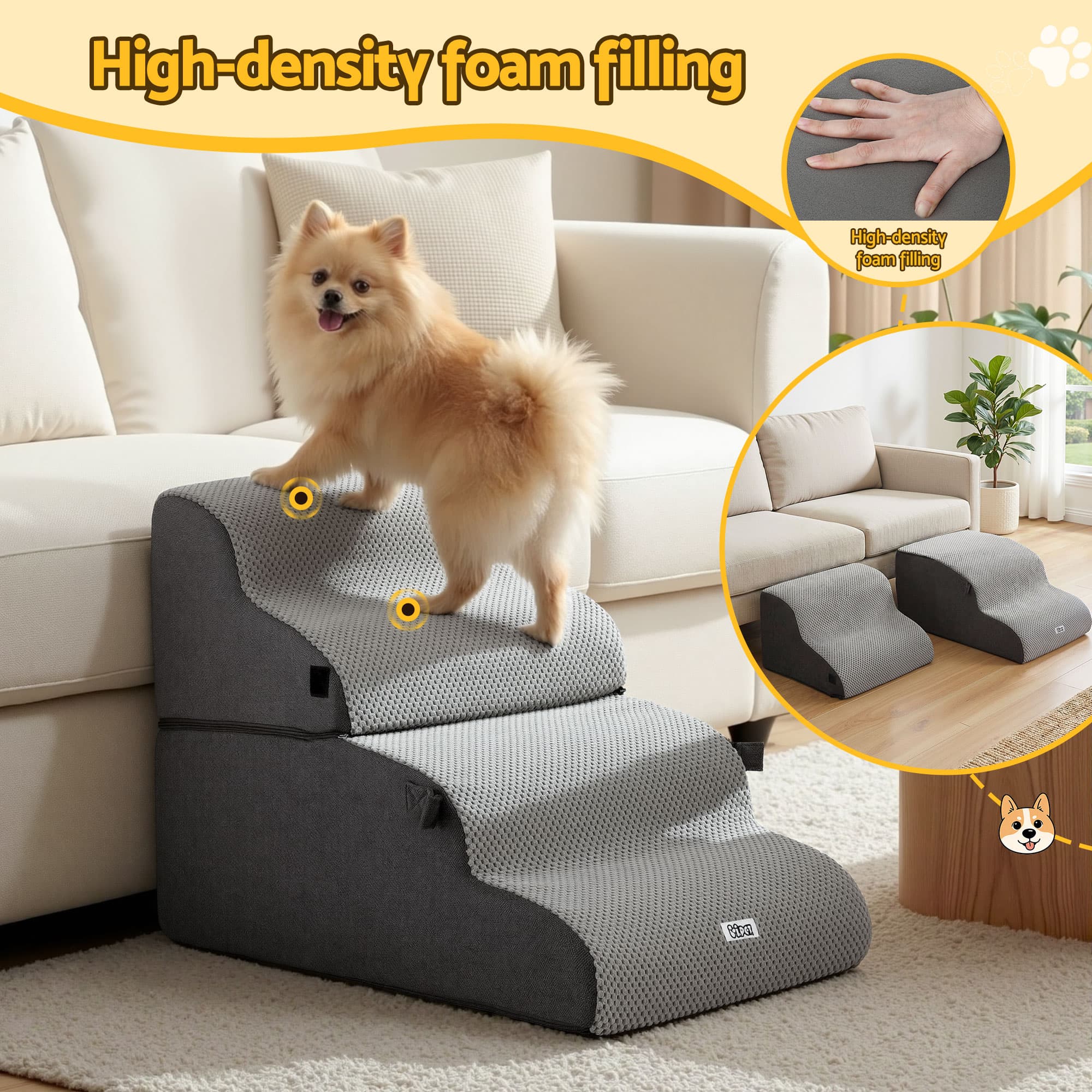 2-in-1 Foam Stairs & Bed (i.Pet) view 5