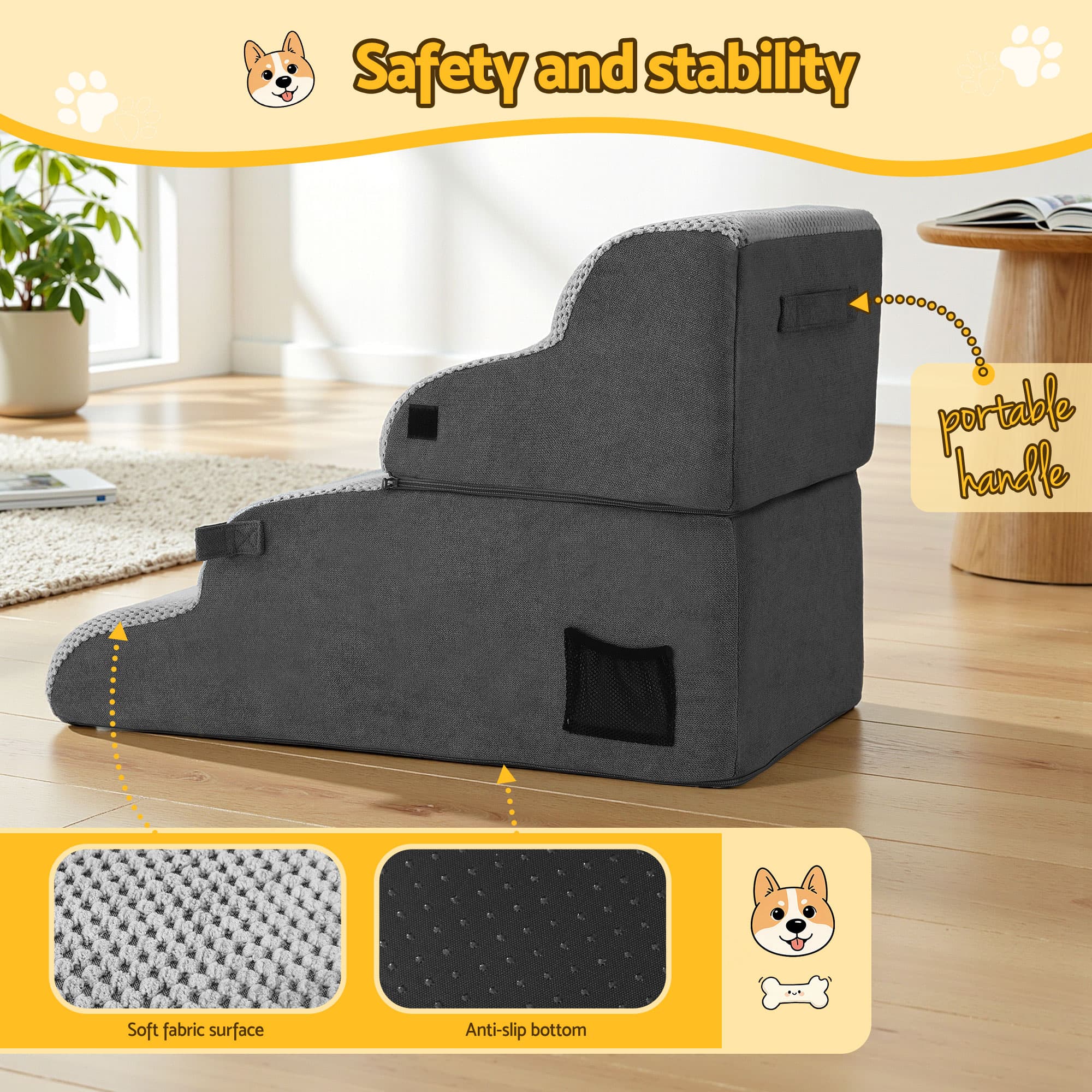 2-in-1 Foam Stairs & Bed (i.Pet) view 6