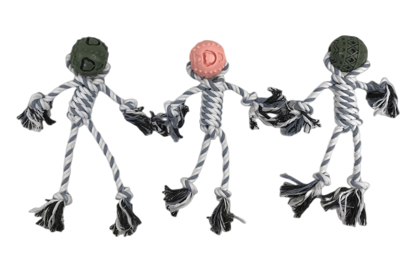 Rubber Ball & Knotted Rope Set, 3 Pack