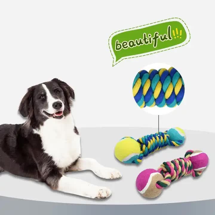 Rope & Tennis Ball Set, 2 Pack, Yellow view 2