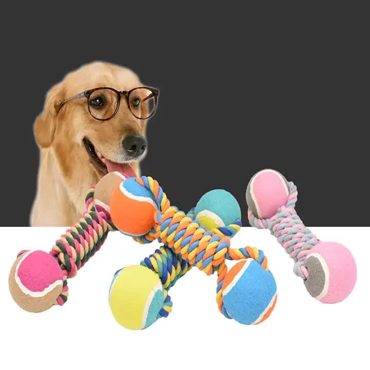 Rope & Tennis Ball Set, 2 Pack, Yellow view 3