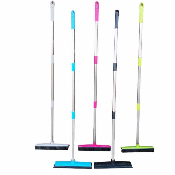 Rubber Hair Broom & Squeegee, 125cm, Green view 2