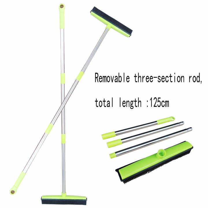 Rubber Hair Broom & Squeegee, 125cm, Green view 3
