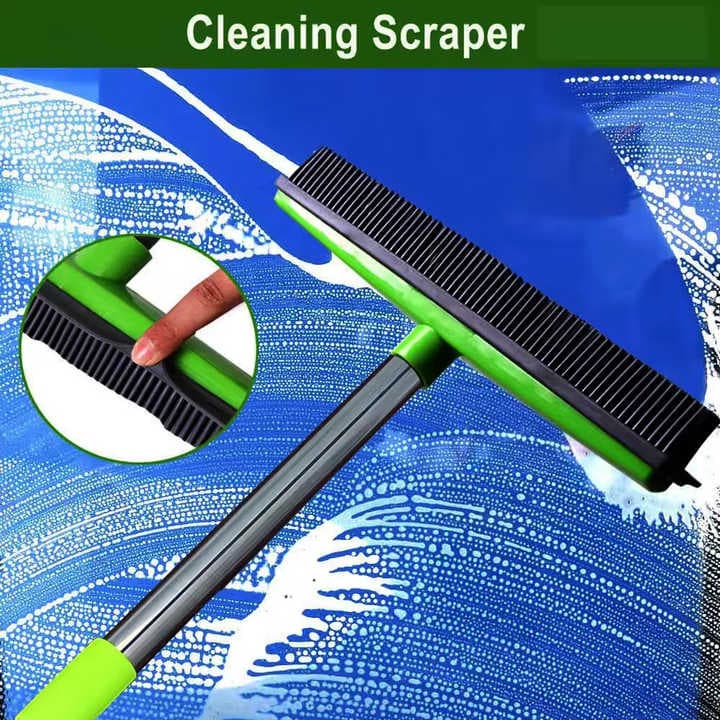 Rubber Hair Broom & Squeegee, 125cm, Green view 4