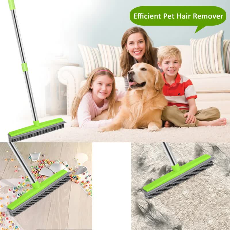 Rubber Hair Broom & Squeegee, 125cm, Green view 8