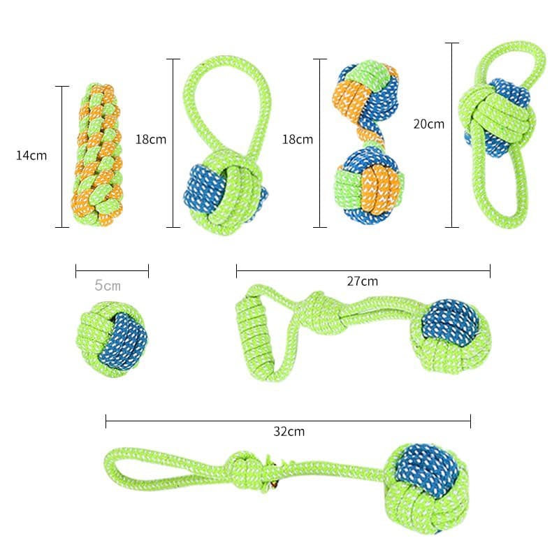 Rope Toy Set, 7 Piece, Red & Green view 2