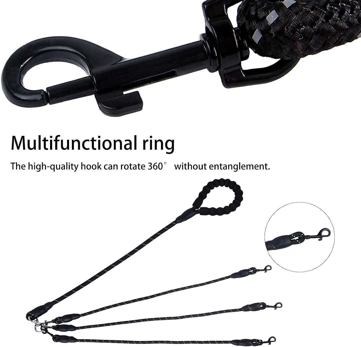 3-in-1 No-Tangle Multi-Dog Lead, Red view 4