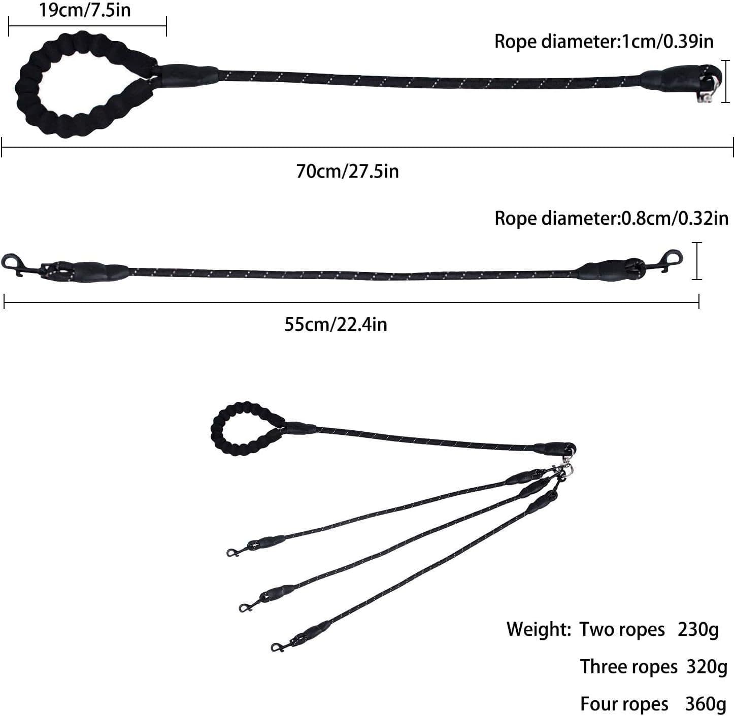 3-in-1 No-Tangle Multi-Dog Lead, Red view 5
