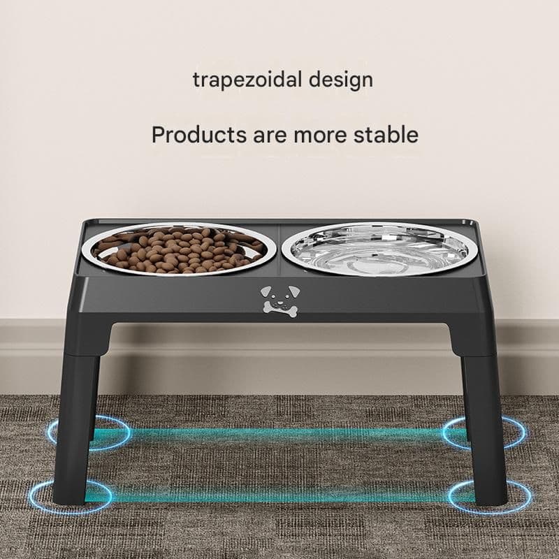 Elevated Double Bowl Stand, Medium, Black view 6