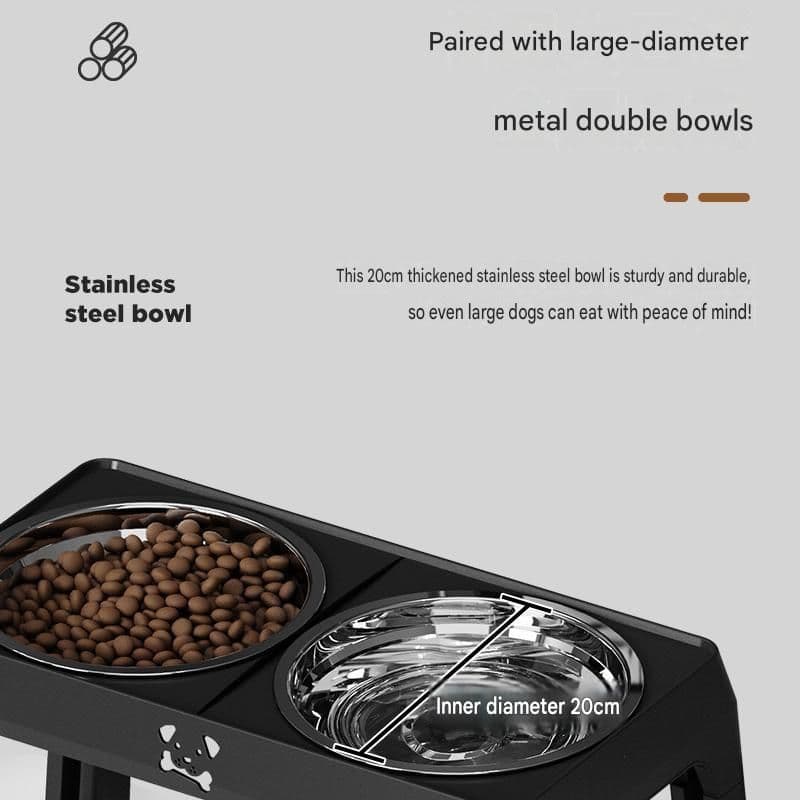 Elevated Double Bowl Stand, Medium, Black view 10